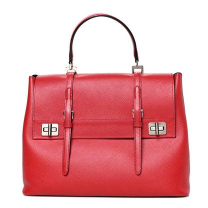 Prada Saffiano Cuir Convertible Top Handle Tote Fuoco 1 of 14
