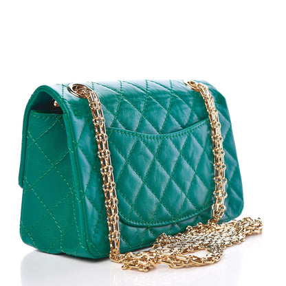 Chanel Metallic Aged Calfskin Quilted 2.55 Reissue Mini Flap Green 3 of 9
