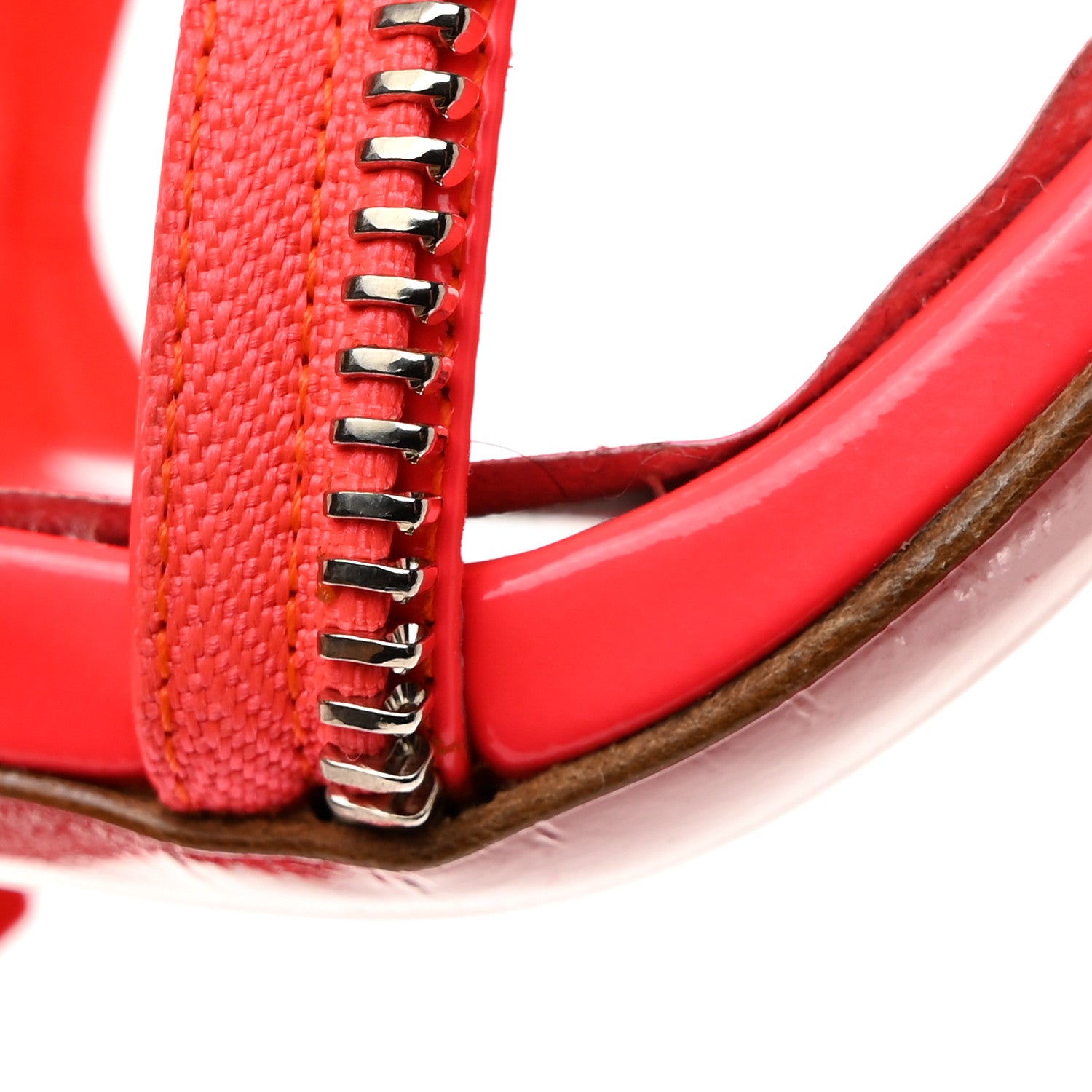 Christian Louboutin Patent Unzip Booty 100 Sandals 39.5 Fluo Pink Silver 9 of 10