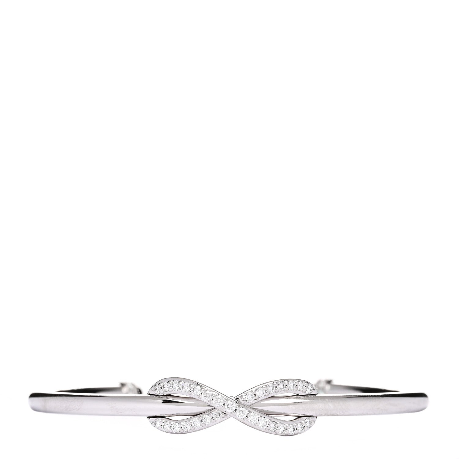Tiffany 18K White Gold Diamond Infinity Cuff Bracelet 1 of 3