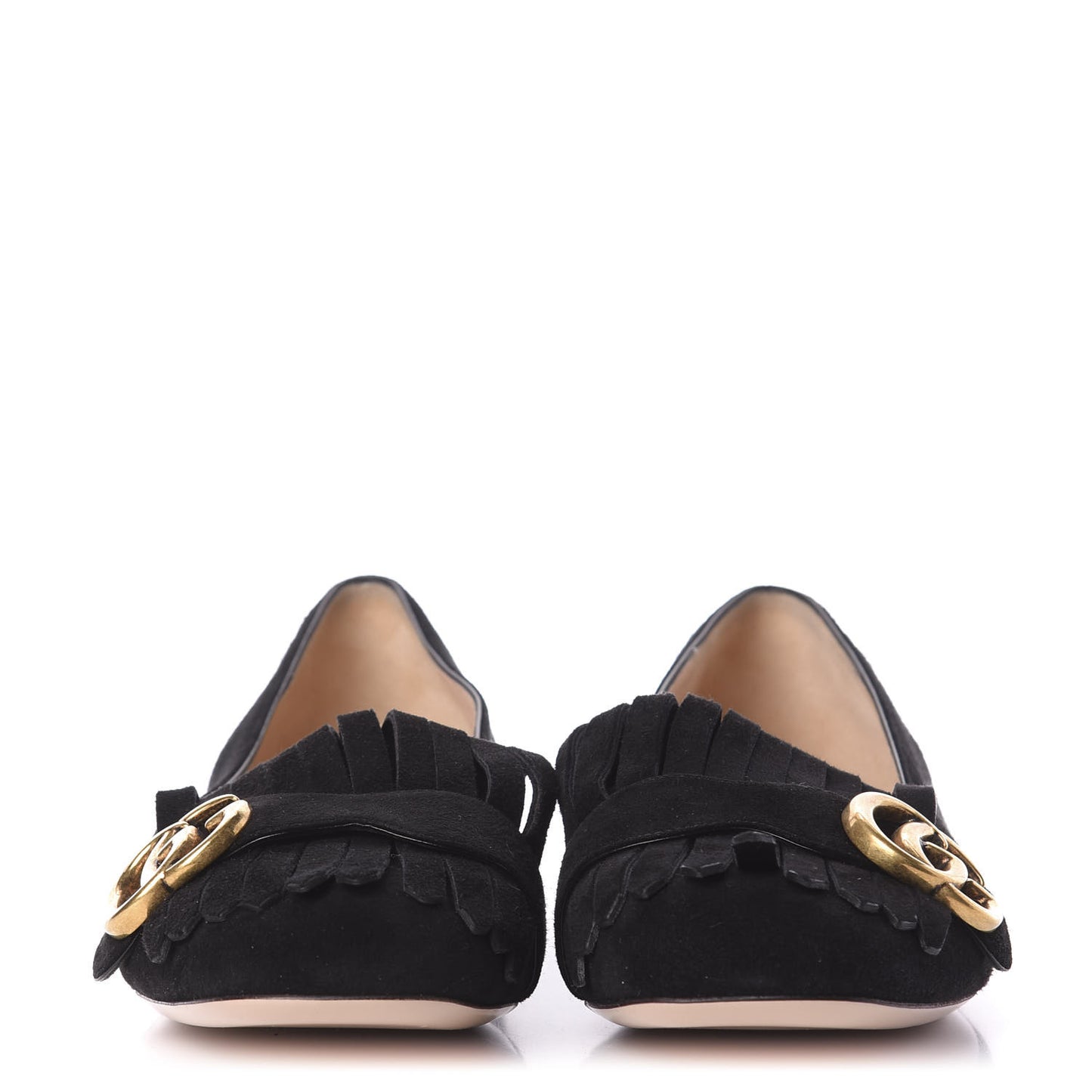 Suede GG Marmont Fringe Flats 39 Black