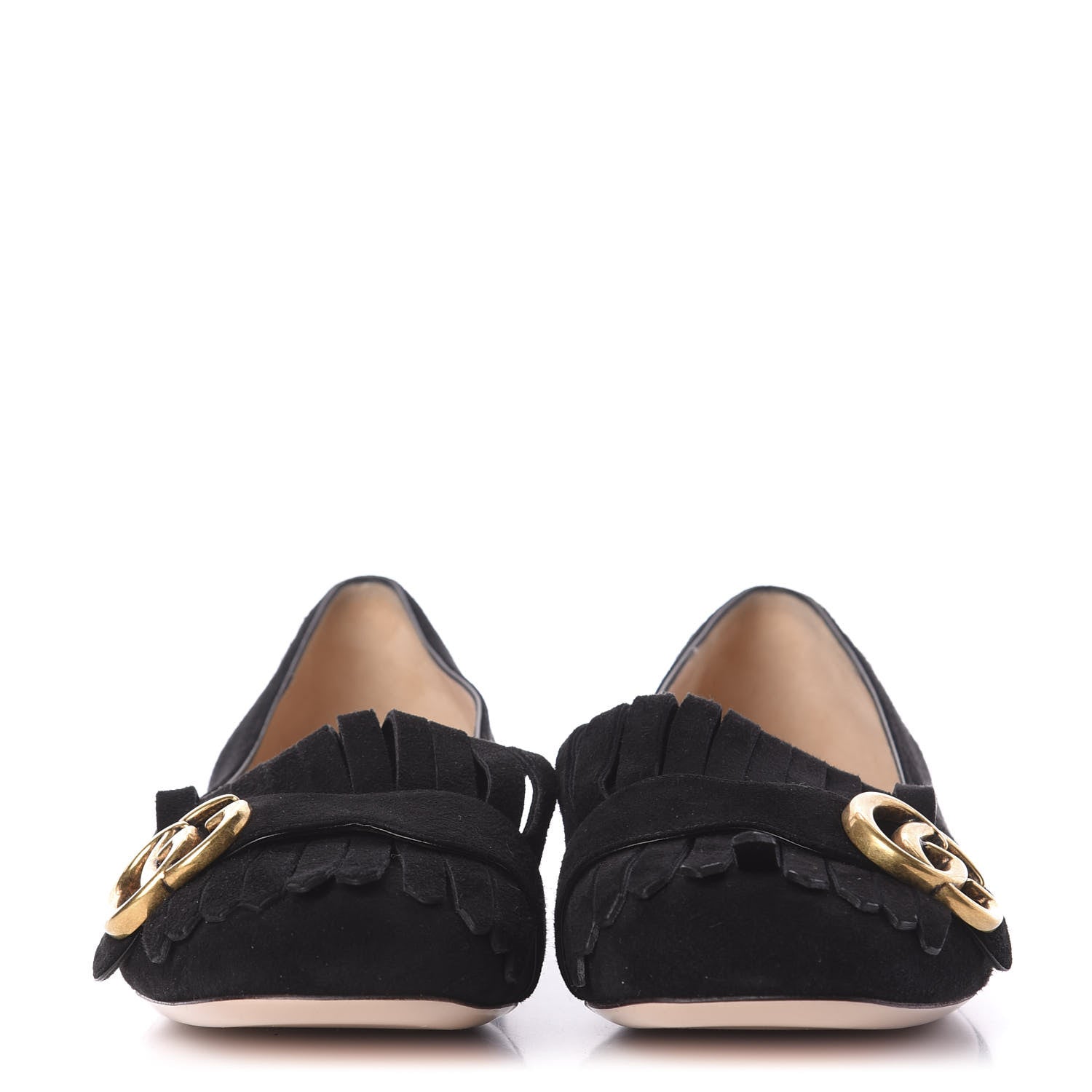 Gucci Suede GG Marmont Fringe Flats 39 Black 2 of 8