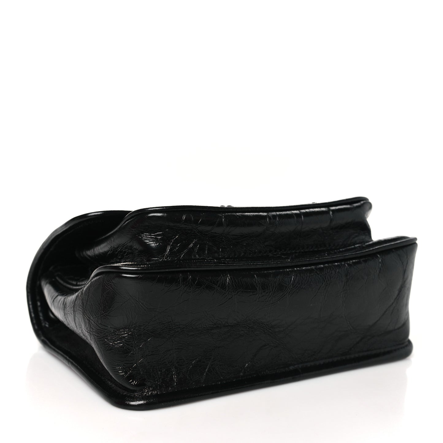 Crinkled Calfskin Matelasse Monogram Baby Niki Chain Satchel Black