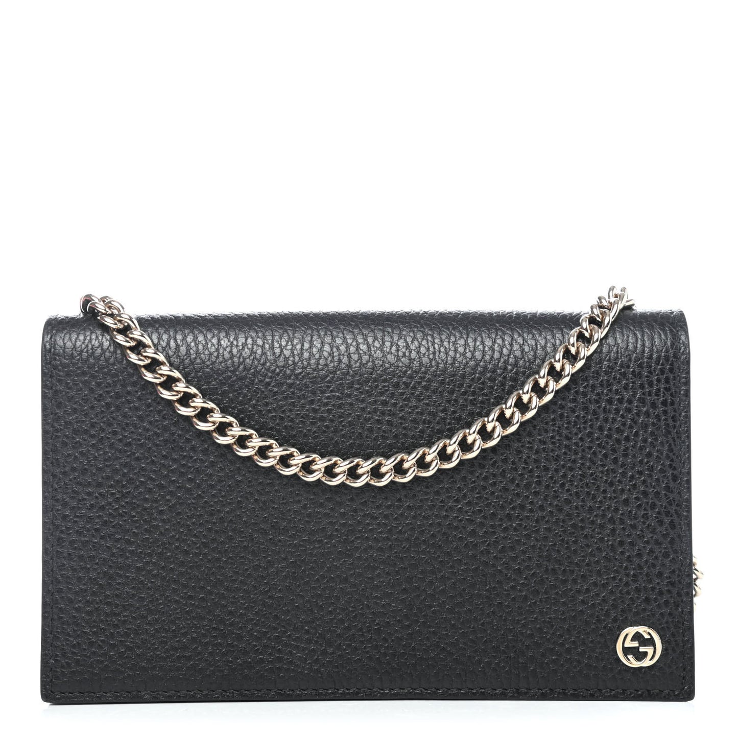 Dollar Calfskin Medium Betty Chain Wallet Black
