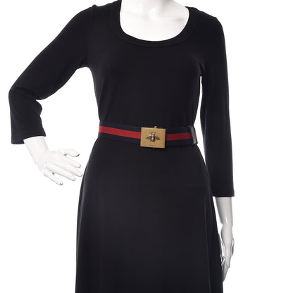 Gucci Canvas Web Bee Belt 85 34 Navy 2 of 4