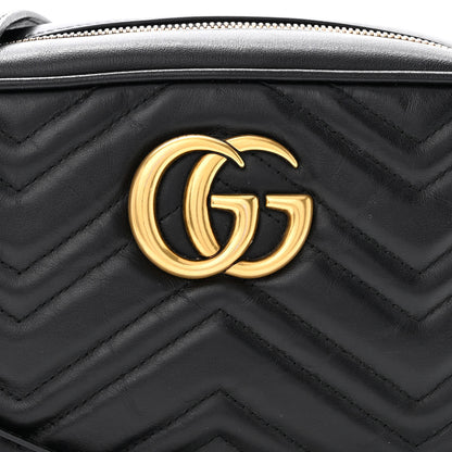 Gucci Calfskin Matelasse Small GG Marmont Chain Shoulder Bag Black 8 of 13
