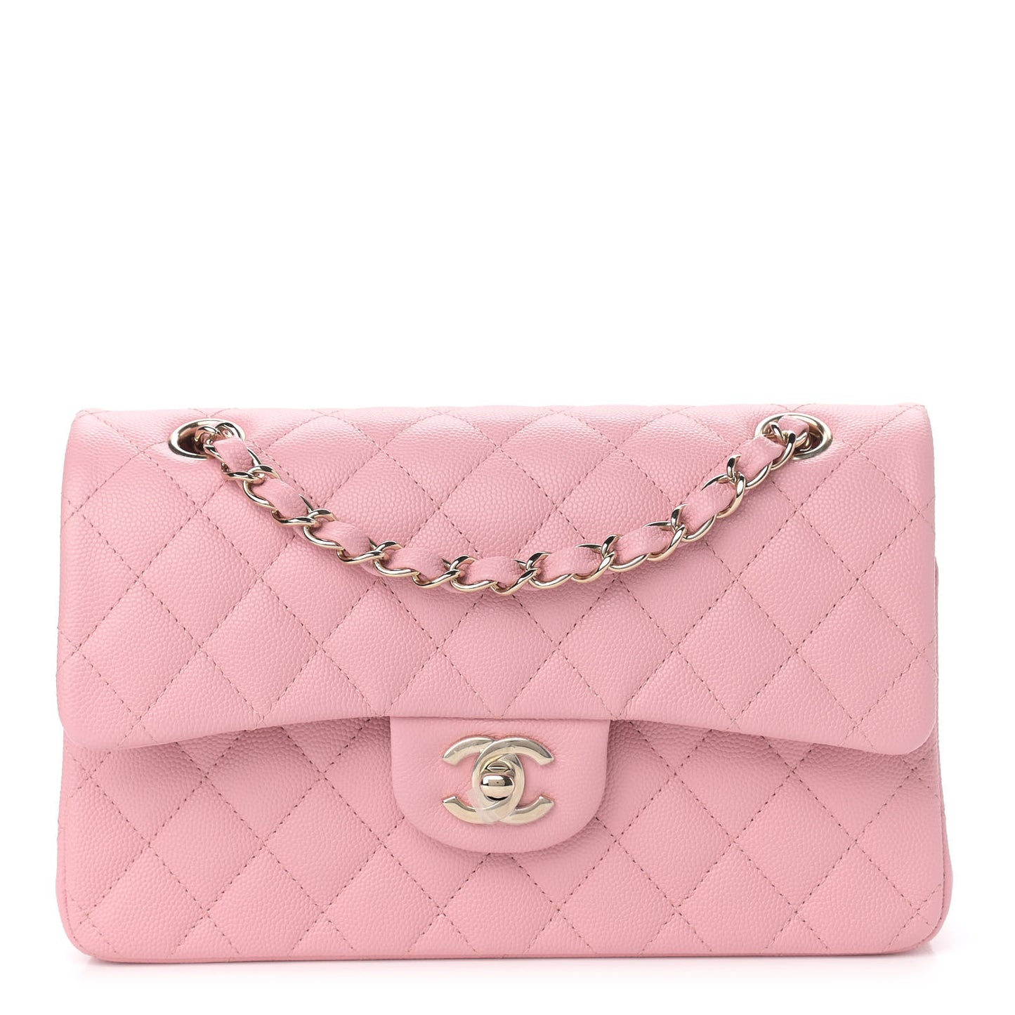 Caviar Quilted Small Double Flap Pink
