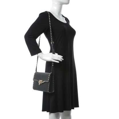 Valentino Garavani Pebbled Calfskin Medium Rockstud Flip Lock Crossbody Bag Black 2 of 6