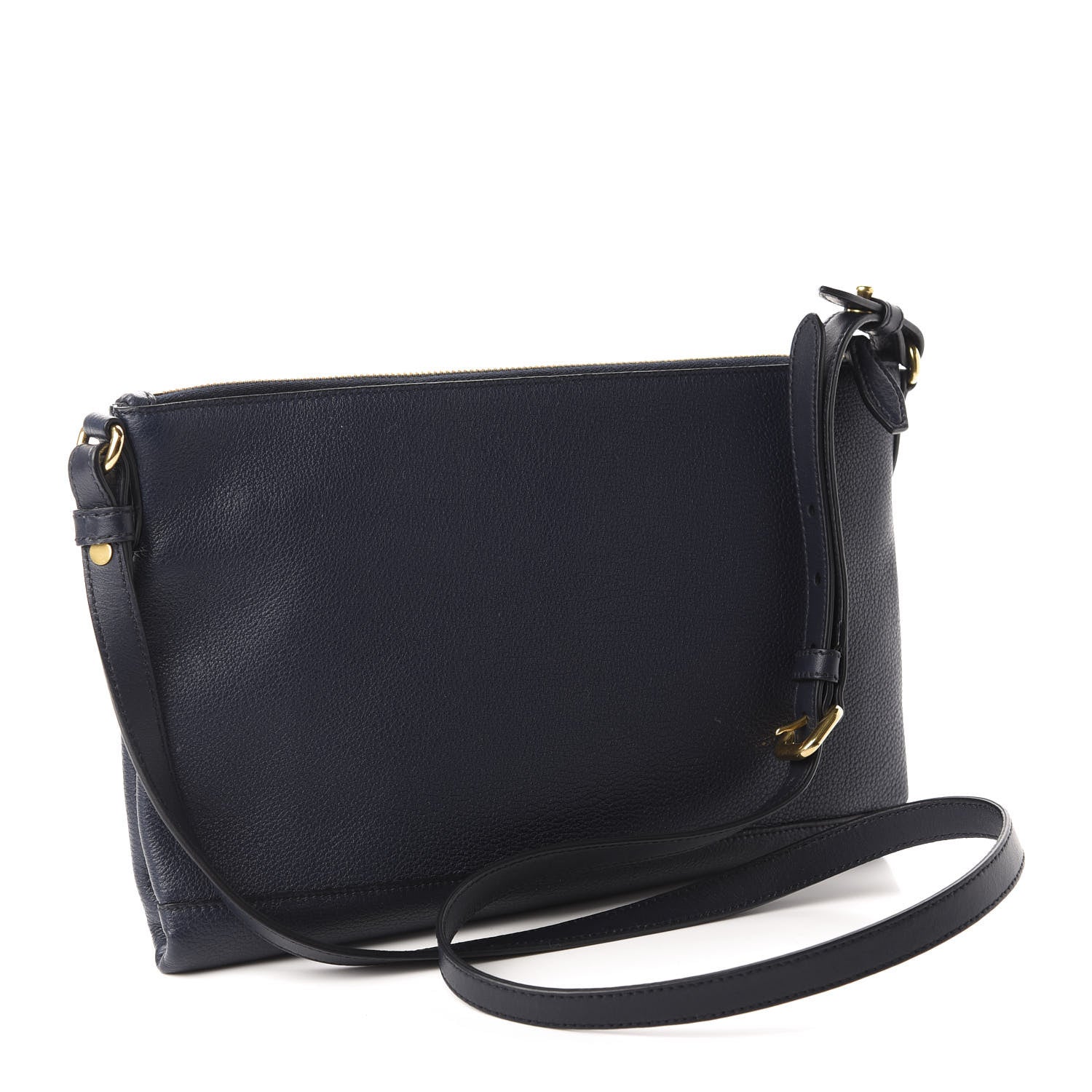 Prada Vitello Daino Zippered Shoulder Bag Baltico 3 of 12