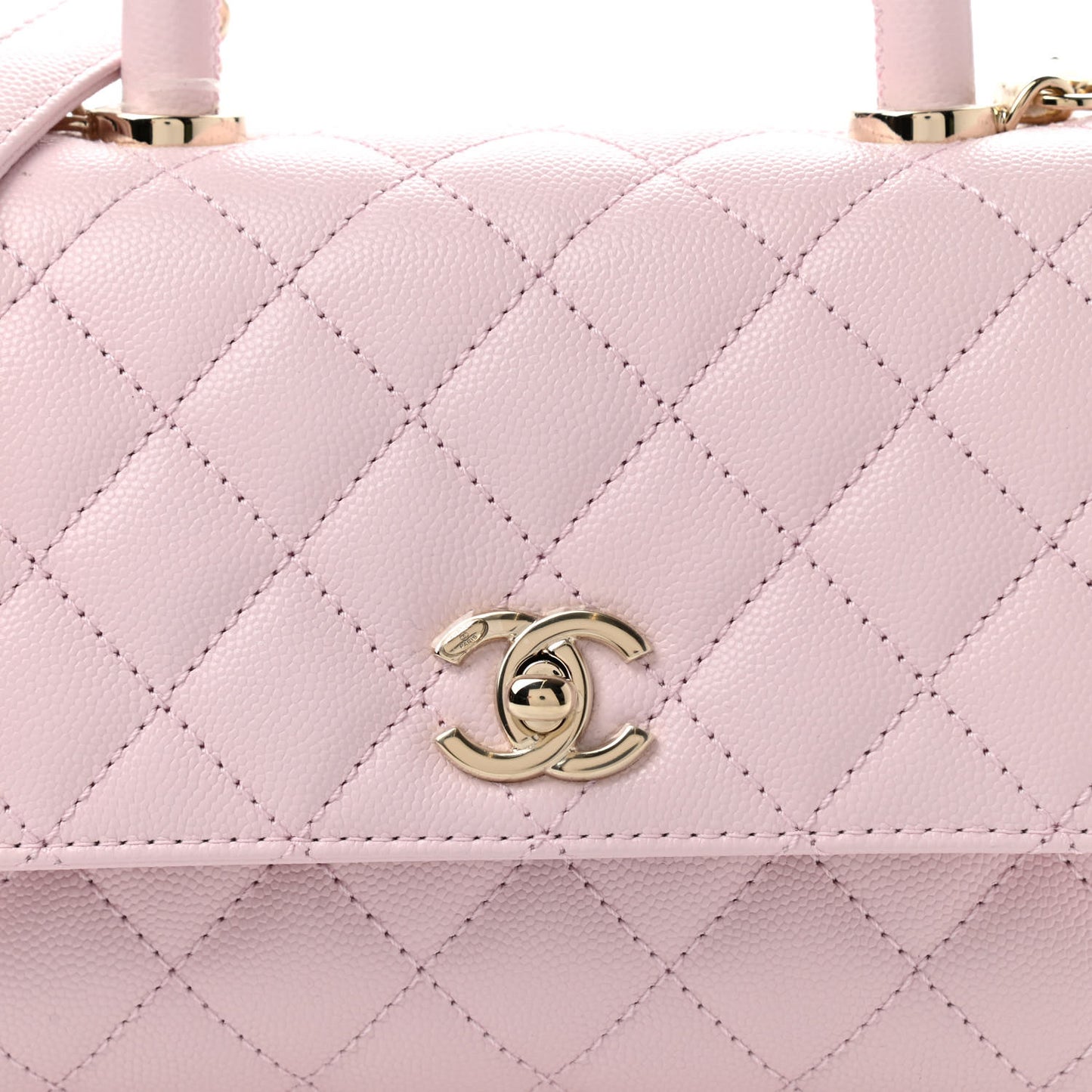 Caviar Quilted Mini Coco Handle Flap Light Pink