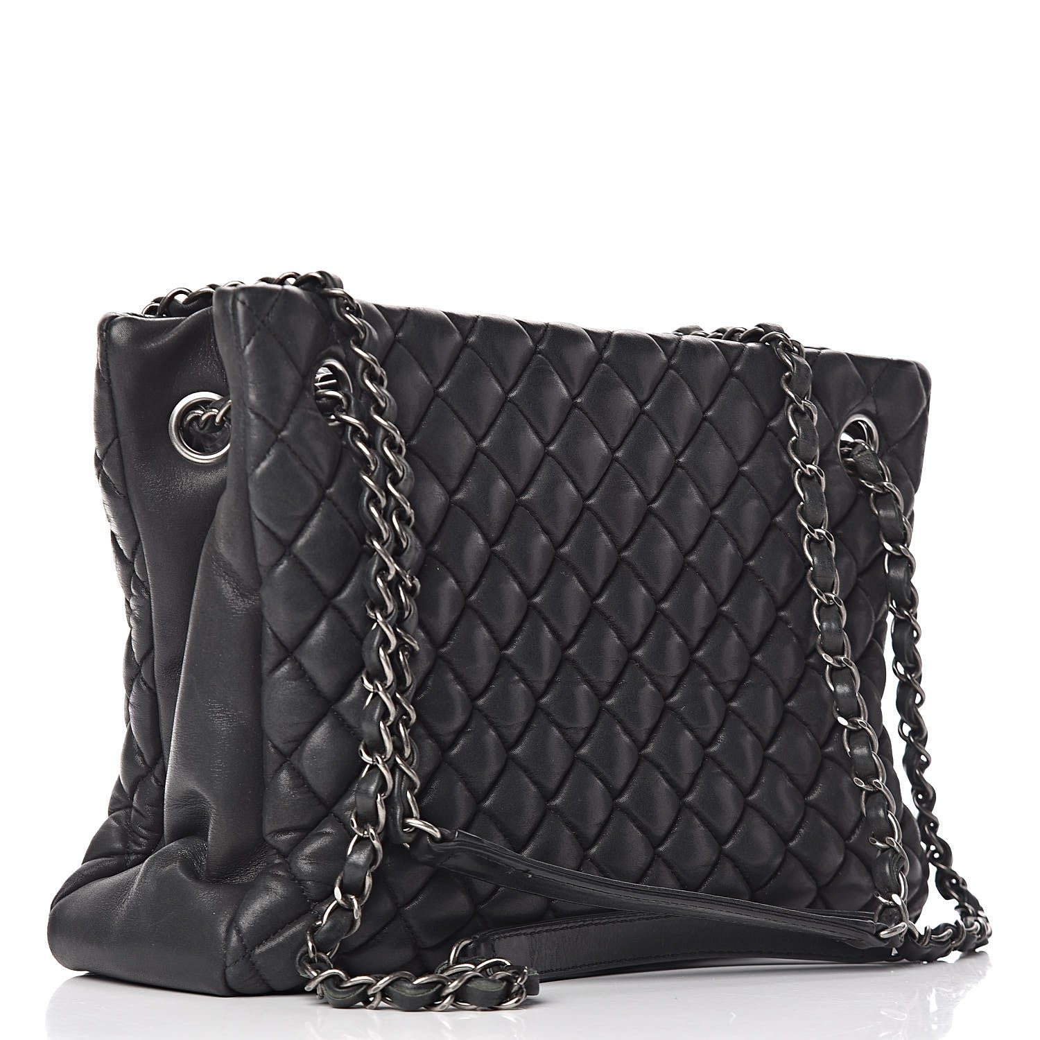 Chanel Iridescent Calfskin Small New Bubble Quilt Tote Dark Grey 3 of 12