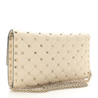 Valentino Garavani Nappa Rockstud Spike Wallet on Chain Light Ivory 2 of 12