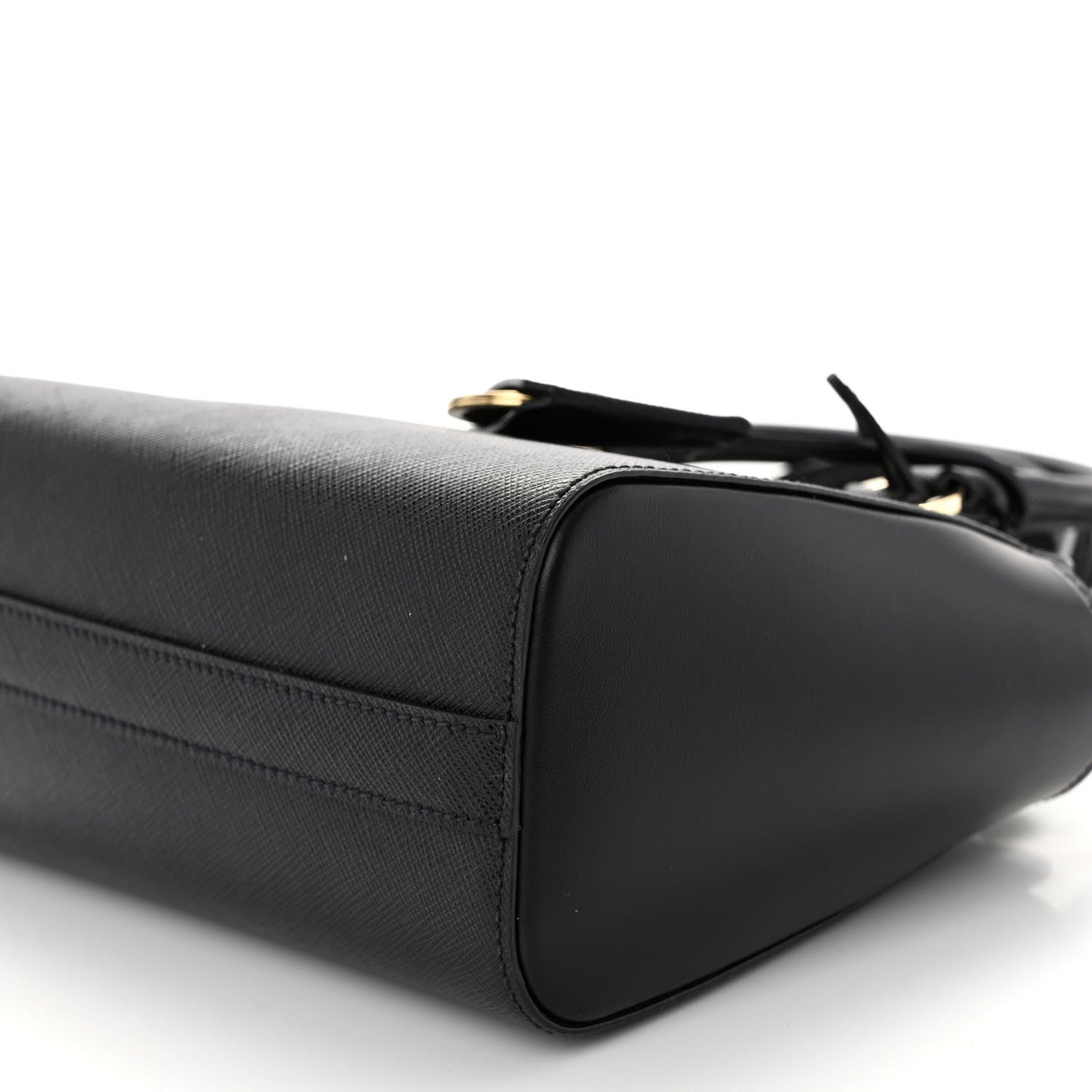 Saffiano Soft Calfskin Mini Zippered Crossbody Tote Black