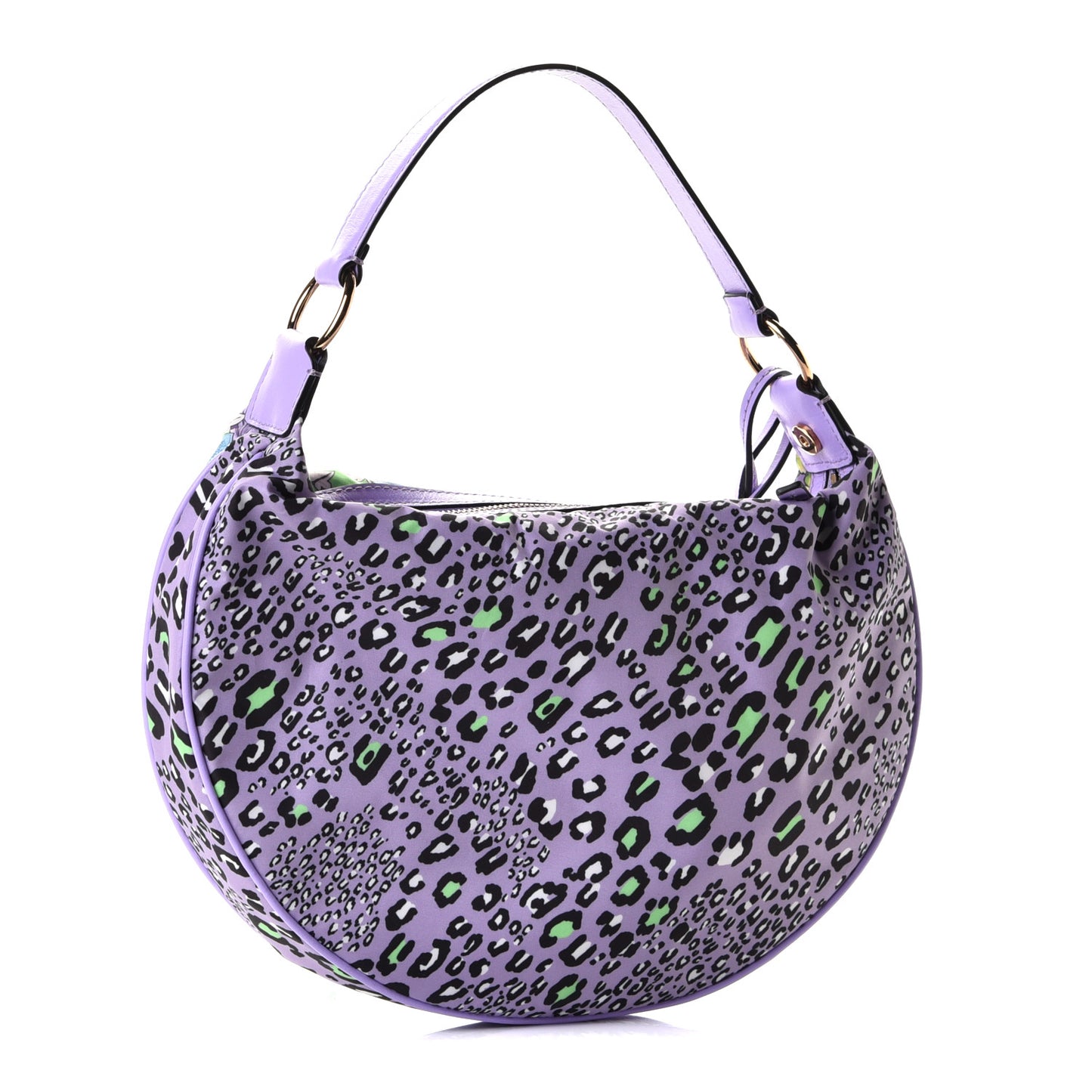 Nylon Calfskin Barocco Mosaic Print Hobo Bag Jacaranda Multicolor