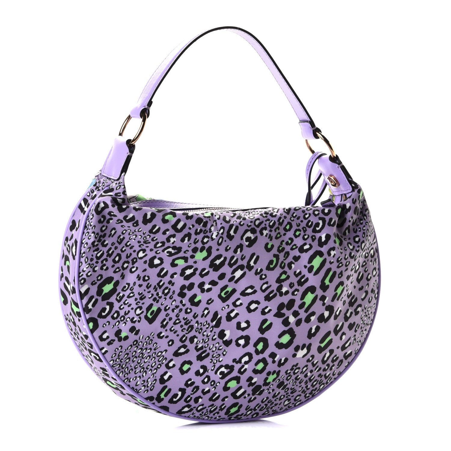 Versace Nylon Calfskin Barocco Mosaic Print Hobo Bag Jacaranda Multicolor 2 of 5