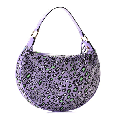 Versace Nylon Calfskin Barocco Mosaic Print Hobo Bag Jacaranda Multicolor 2 of 5