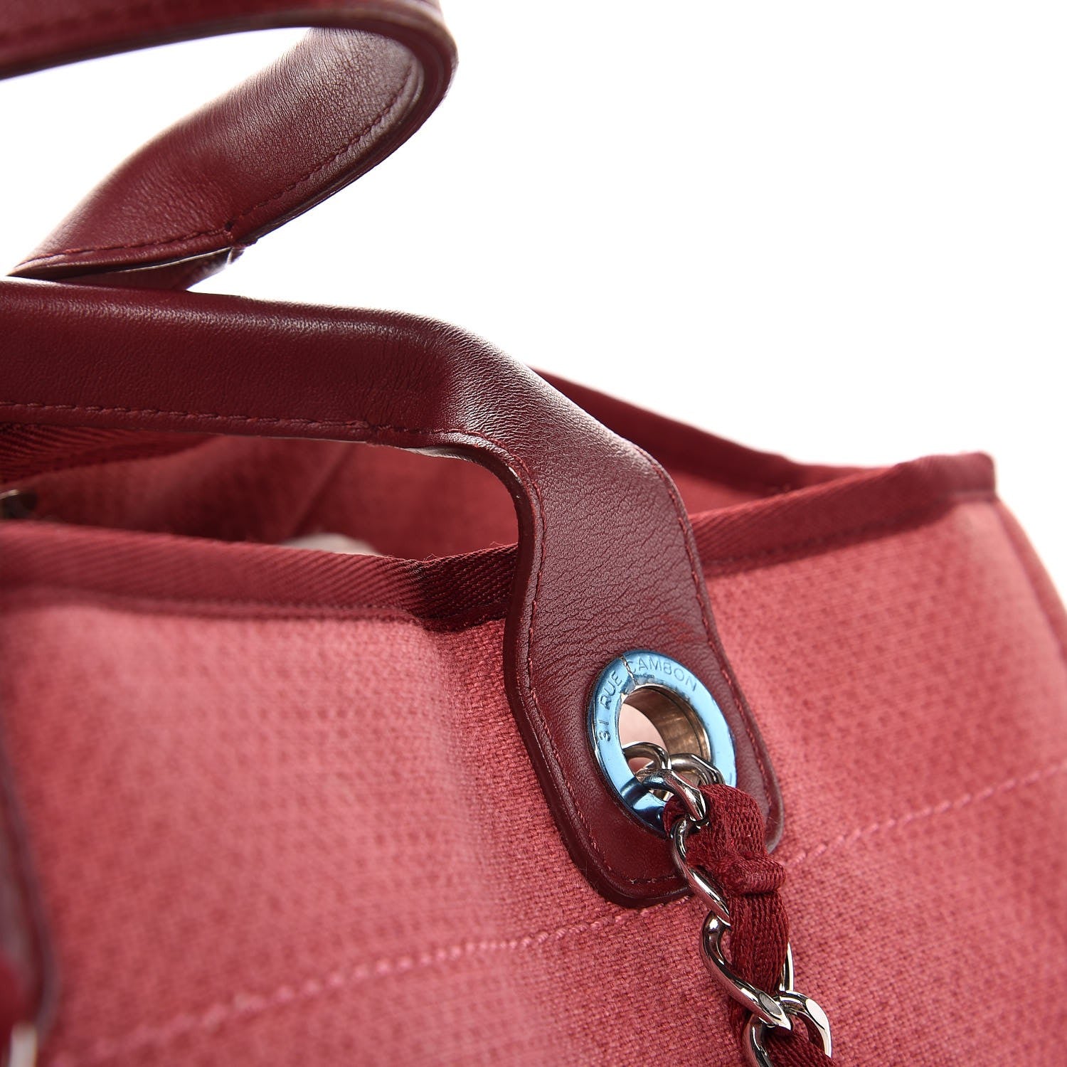 Chanel Canvas Large Deauville Tote Red 11 of 15