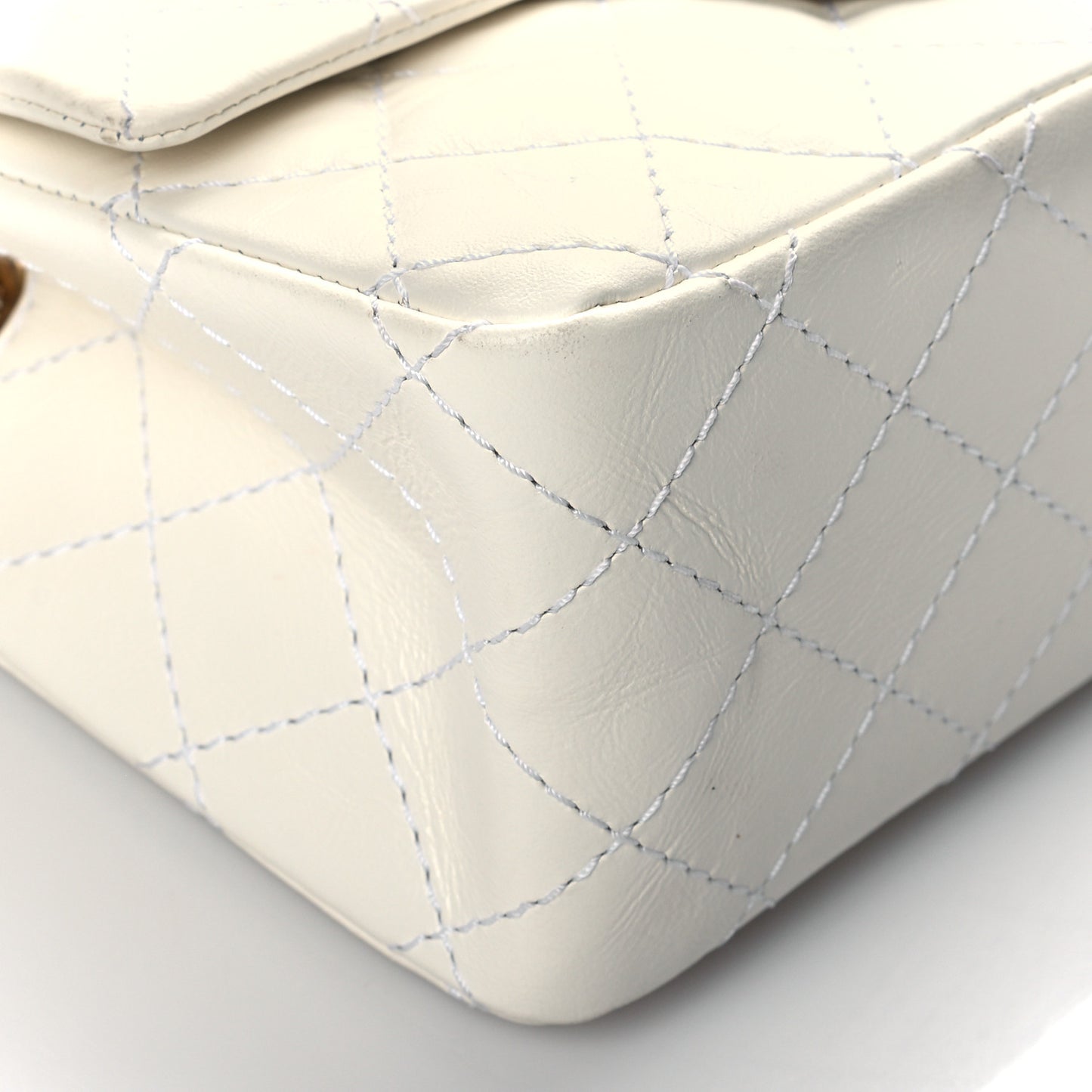 Aged Calfskin Quilted 2.55 Reissue Mini Flap White