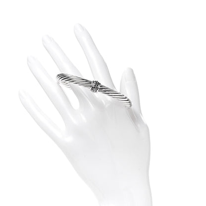 David Yurman Sterling Silver Black Diamond 7mm Cable Classics Station Bracelet 2 of 4