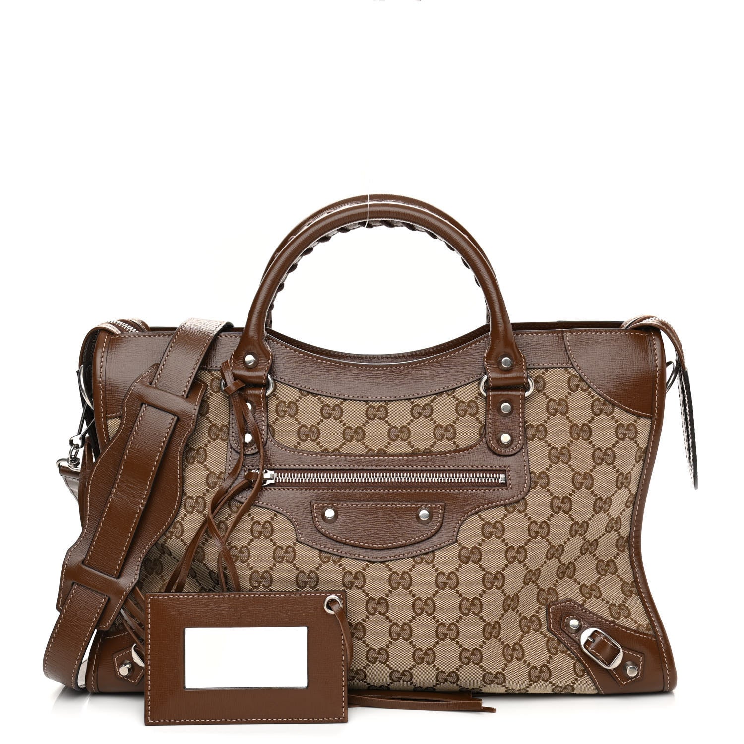 Balenciaga X GUCCI GG Monogram Azalea Calfskin Neo Classic Silver Hardware Medium City Beige Ebony Brown Sugar 1 of 9