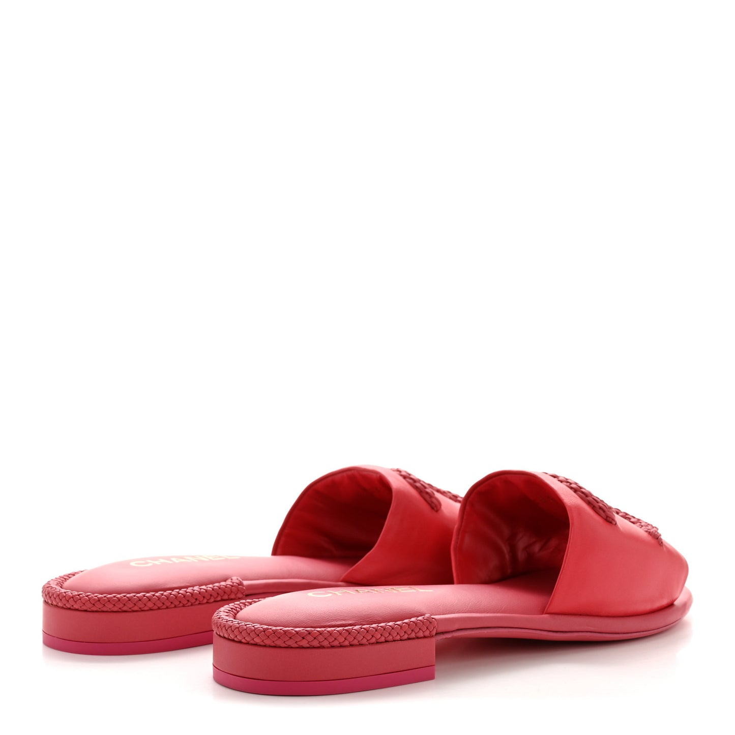 Lambskin CC Braided Mules 39 Red Pink