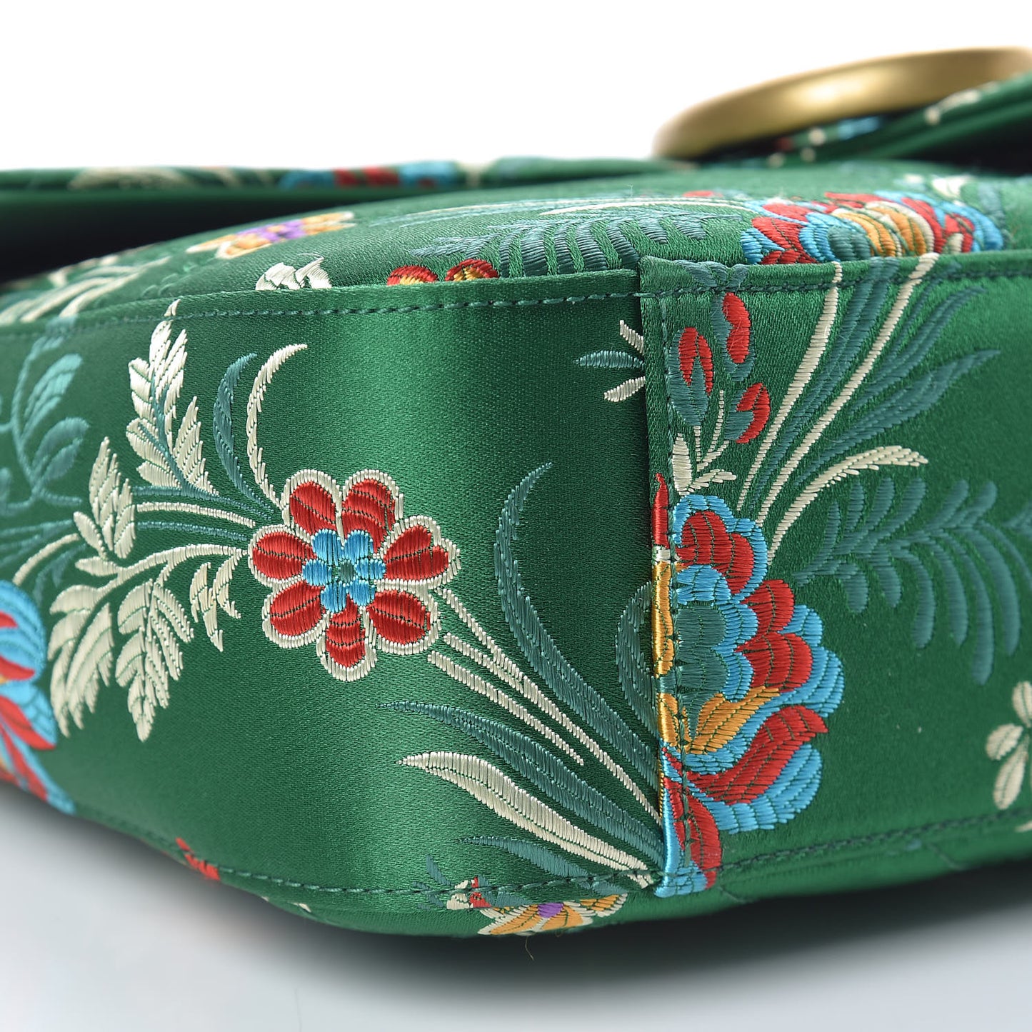 Jacquard Matelasse Floral Medium GG Marmont Shoulder Bag Green