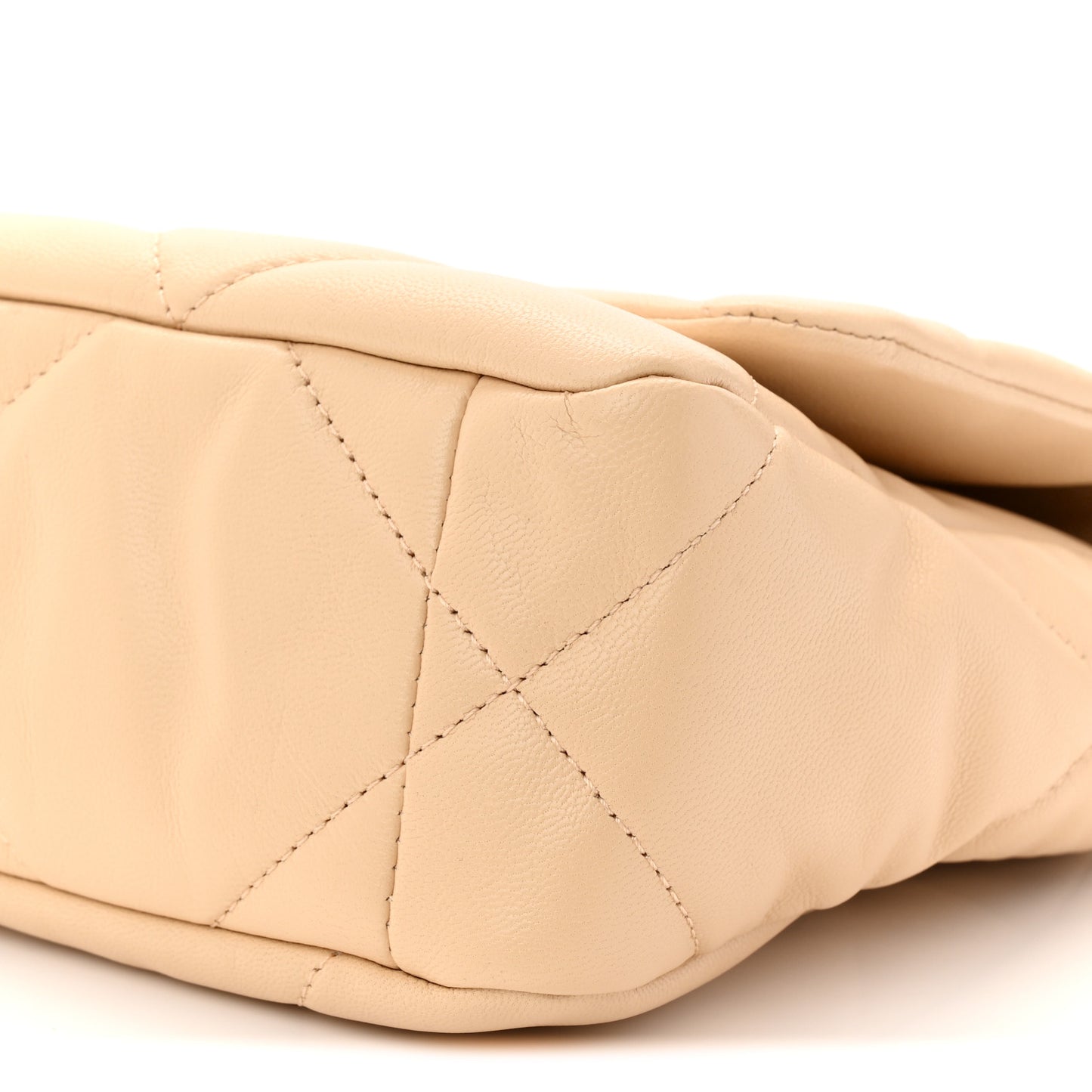 Shiny Goatskin Quilted Medium Chanel 19 Flap Beige