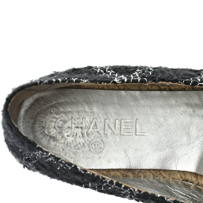 Chanel Tweed Lambskin CC Espadrilles 37 Black Silver 7 of 15