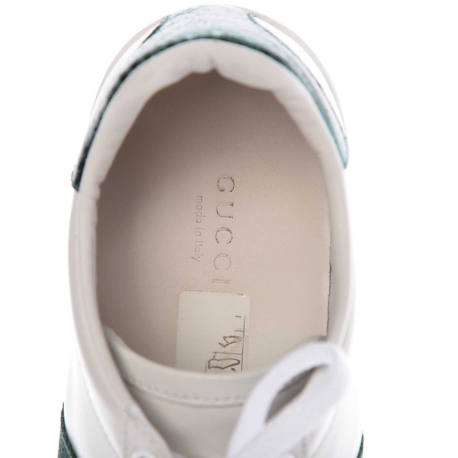 Gucci Calfskin Ayers Bee Embroidered Womens Ace Sneakers 37 White Green 10 of 17