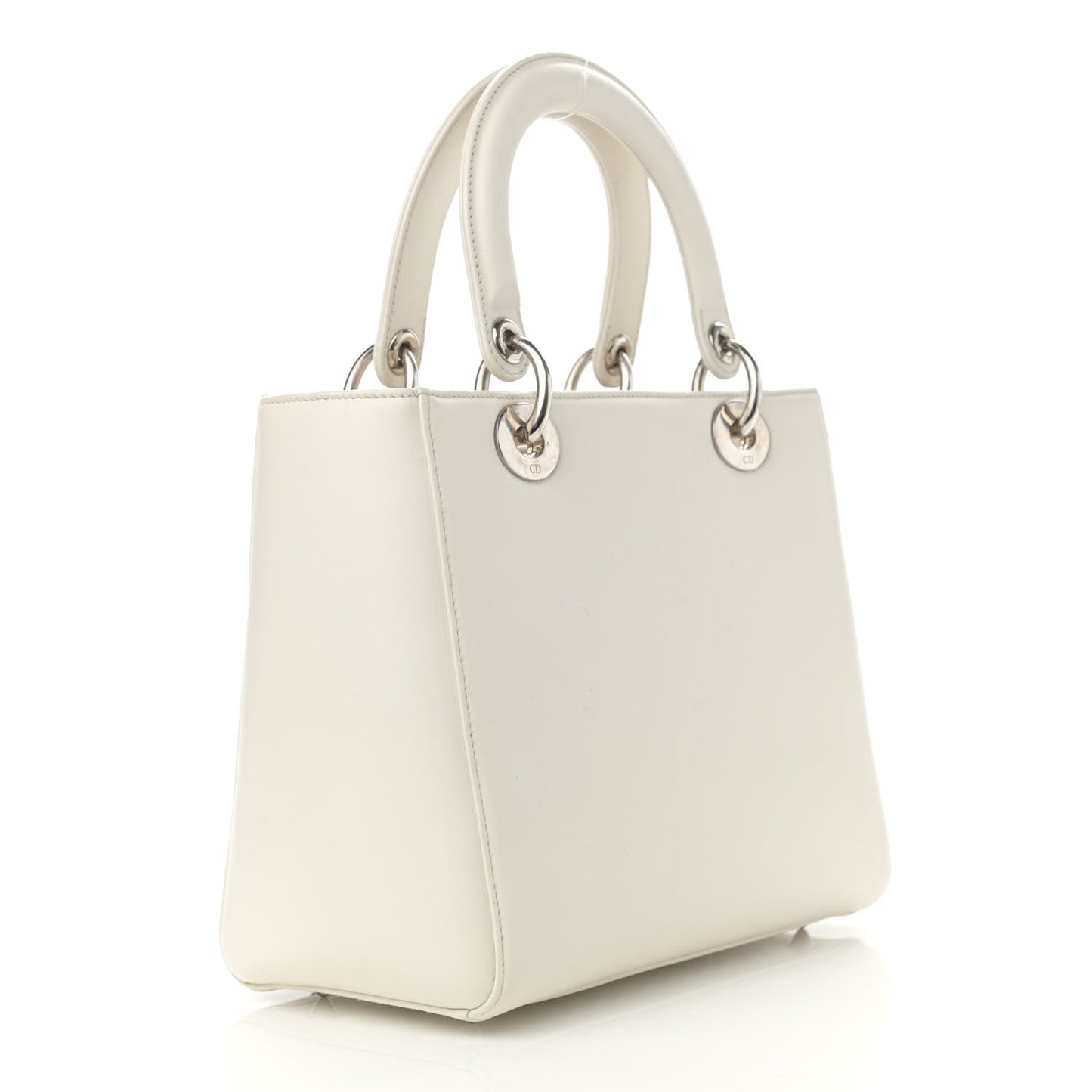 Smooth Calfskin Embroidered Medium Lady Dior White Multicolor