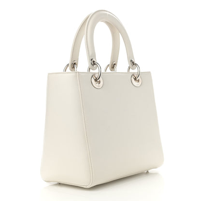Christian Dior Smooth Calfskin Embroidered Medium Lady Dior White Multicolor 3 of 14