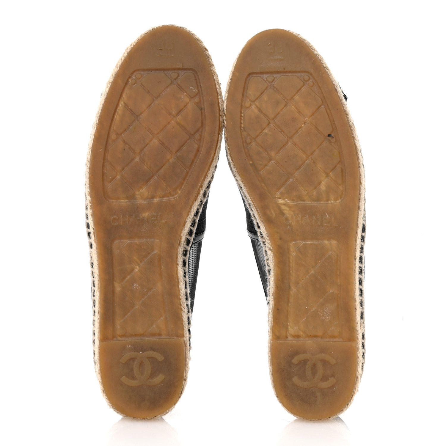 Chanel Mesh Grosgrain CC Espadrilles 38 Black 6 of 10