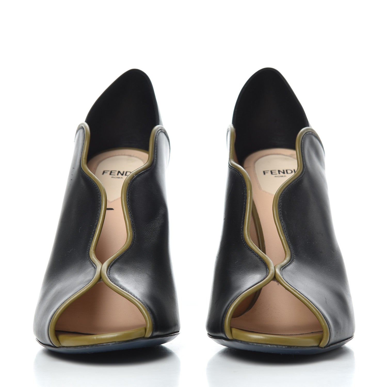 Fendi Scalloped Peep Toe Pump 39 Black 2 of 9