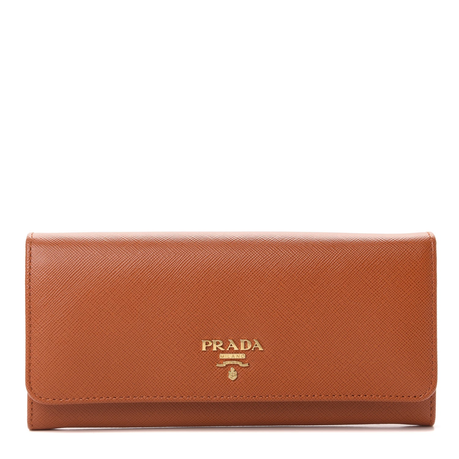 Prada Saffiano Metal Continental Flap Wallet Papaya 1 of 8
