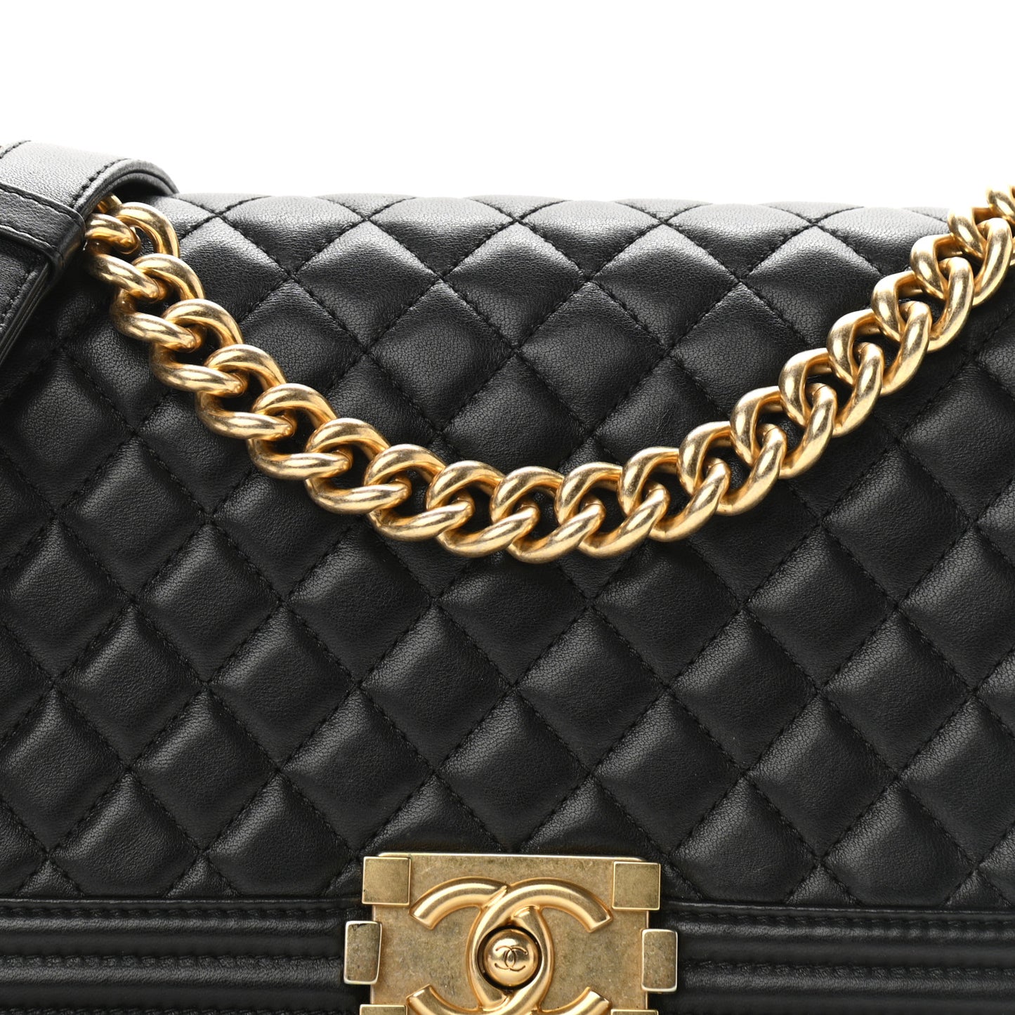 Lambskin Quilted Medium Boy Flap Black