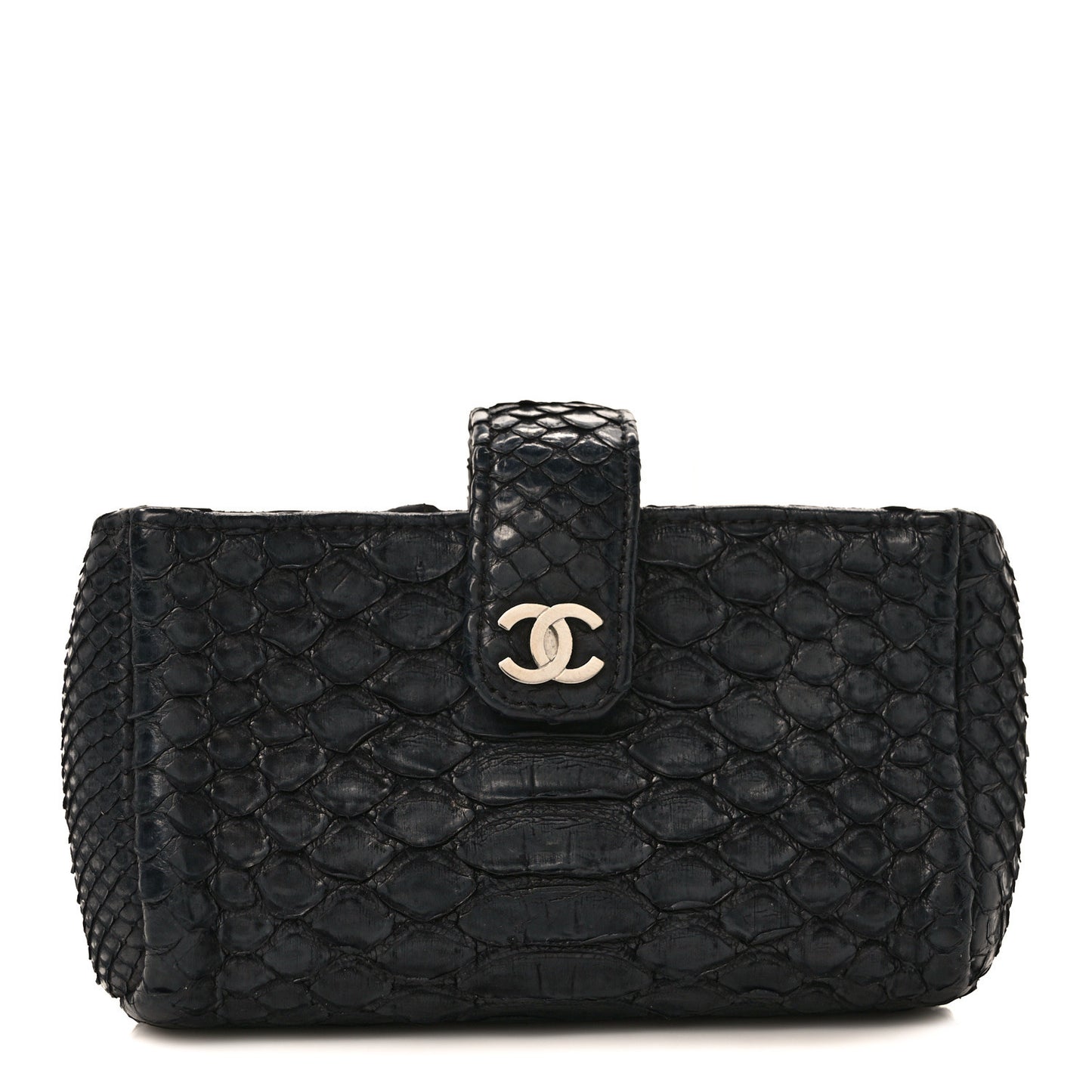 Snakeskin Quilted Mini Phone Holder Clutch Black