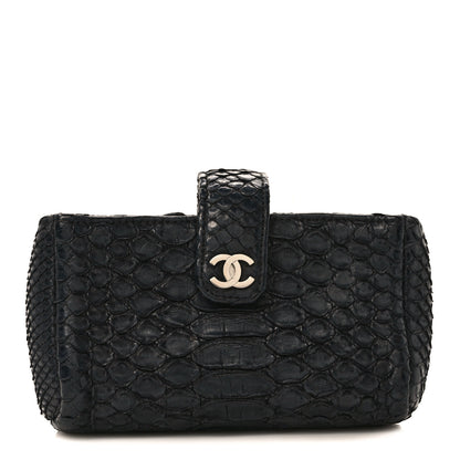 Chanel Snakeskin Quilted Mini Phone Holder Clutch Black 1 of 8