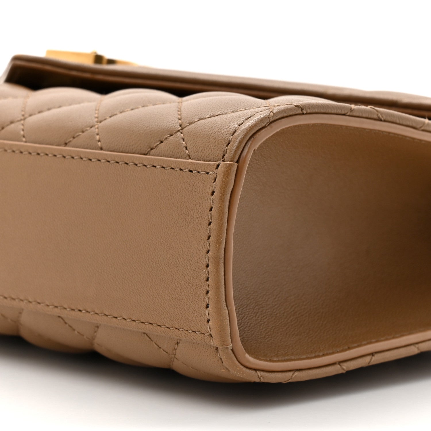 Saint Laurent Lambskin Mixed Matelasse Triquilt Medium Monogram Satchel Dark Cork 9 of 13