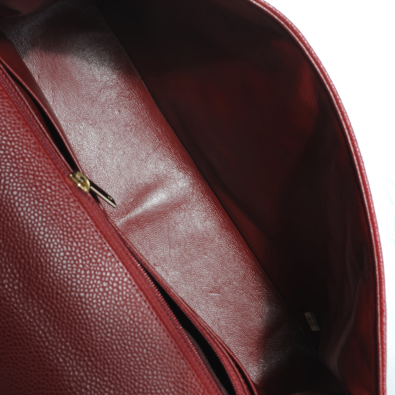 Chanel Caviar Jumbo Single Flap Dark Red 9 of 9