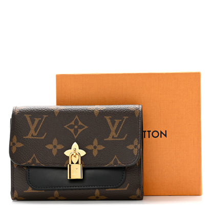 Louis Vuitton Monogram Flower Lock Compact Wallet Black 12 of 12