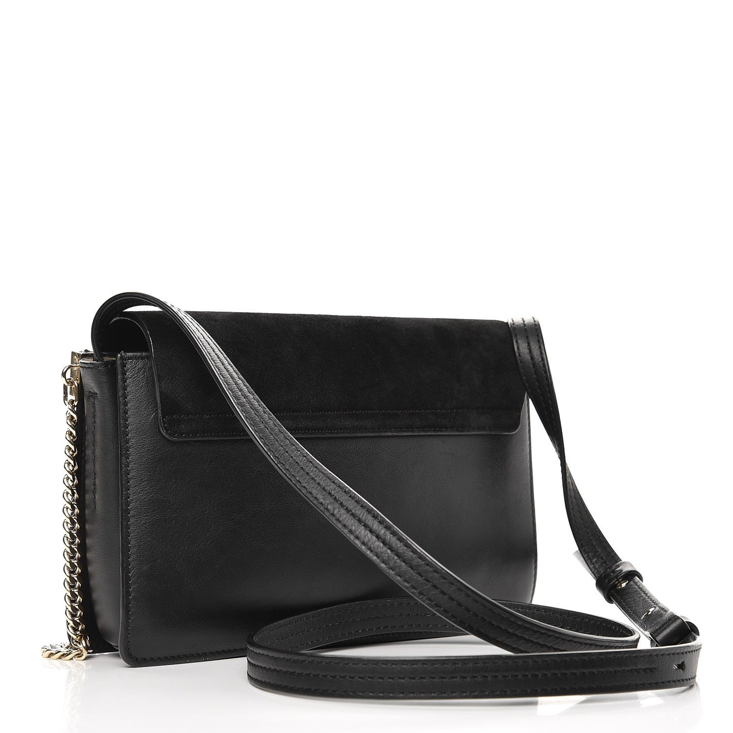 Suede Calfskin Small Faye Shoulder Bag Black