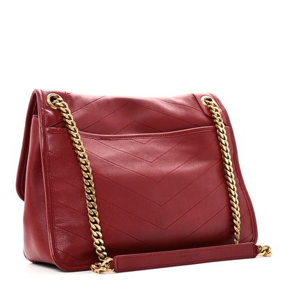 Saint Laurent Lambskin Matelasse Monogram Medium Niki Chain Satchel Rouge Legion 3 of 10