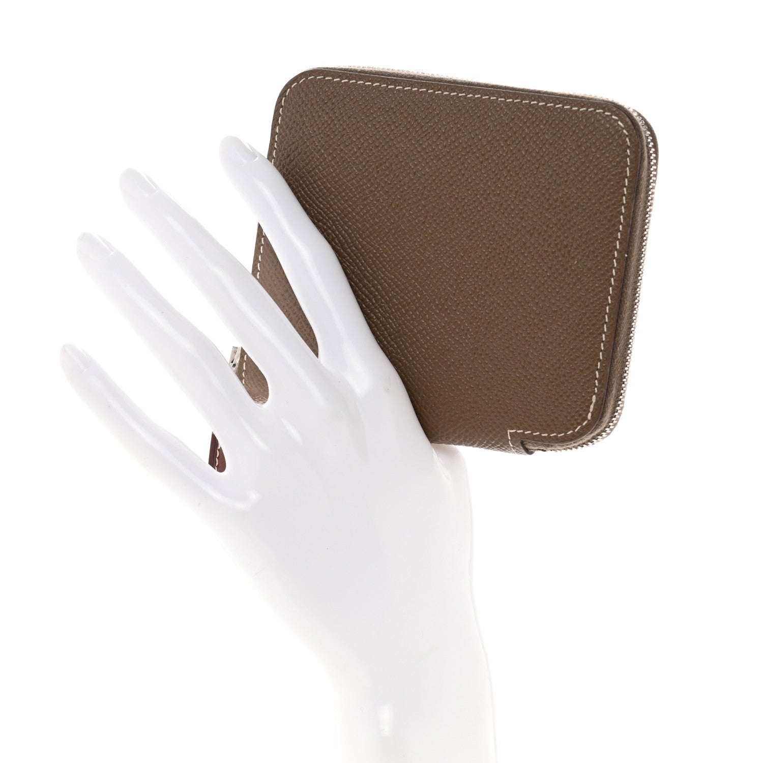 Hermes Epsom Silk'in Compact Wallet Etoupe 2 of 10