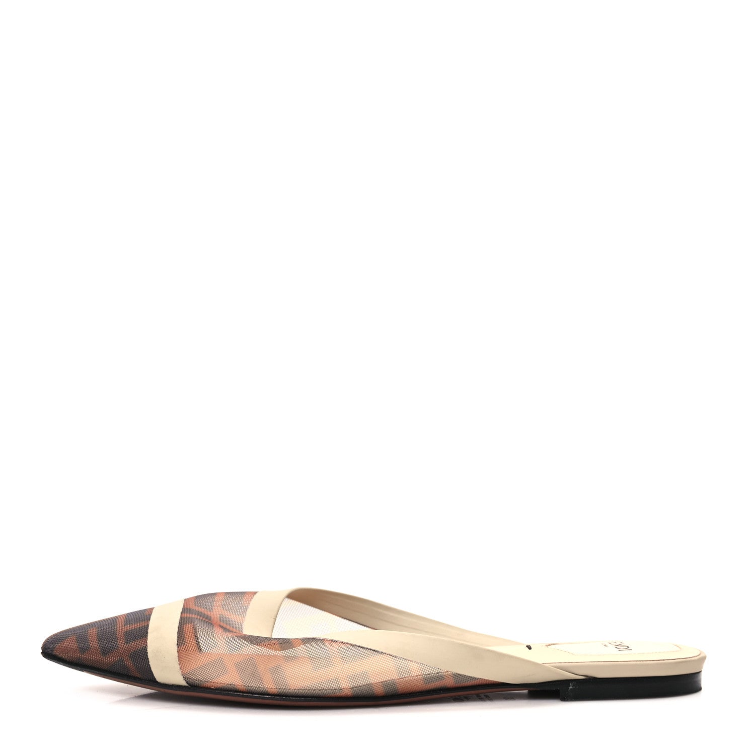 Fendi Technical Mesh Vitello FF Colibri Flat Mules 39 Tobacco Moro Camelia 1 of 10