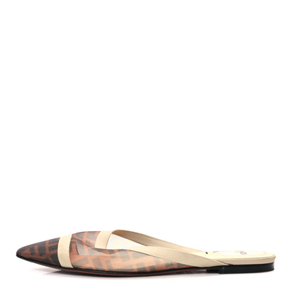 Fendi Technical Mesh Vitello FF Colibri Flat Mules 39 Tobacco Moro Camelia 1 of 10