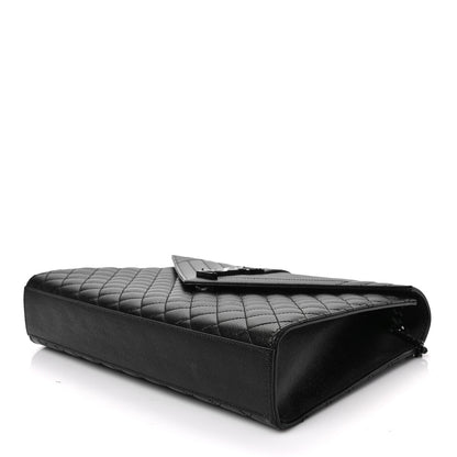 Saint Laurent Grain De Poudre Textured Mixed Matelasse Large Triquilt Monogram Monochrome Satchel Black 6 of 6