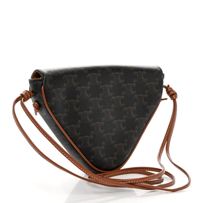 Celine Triomphe Canvas Triangle Crossbody Bag Tan 3 of 10