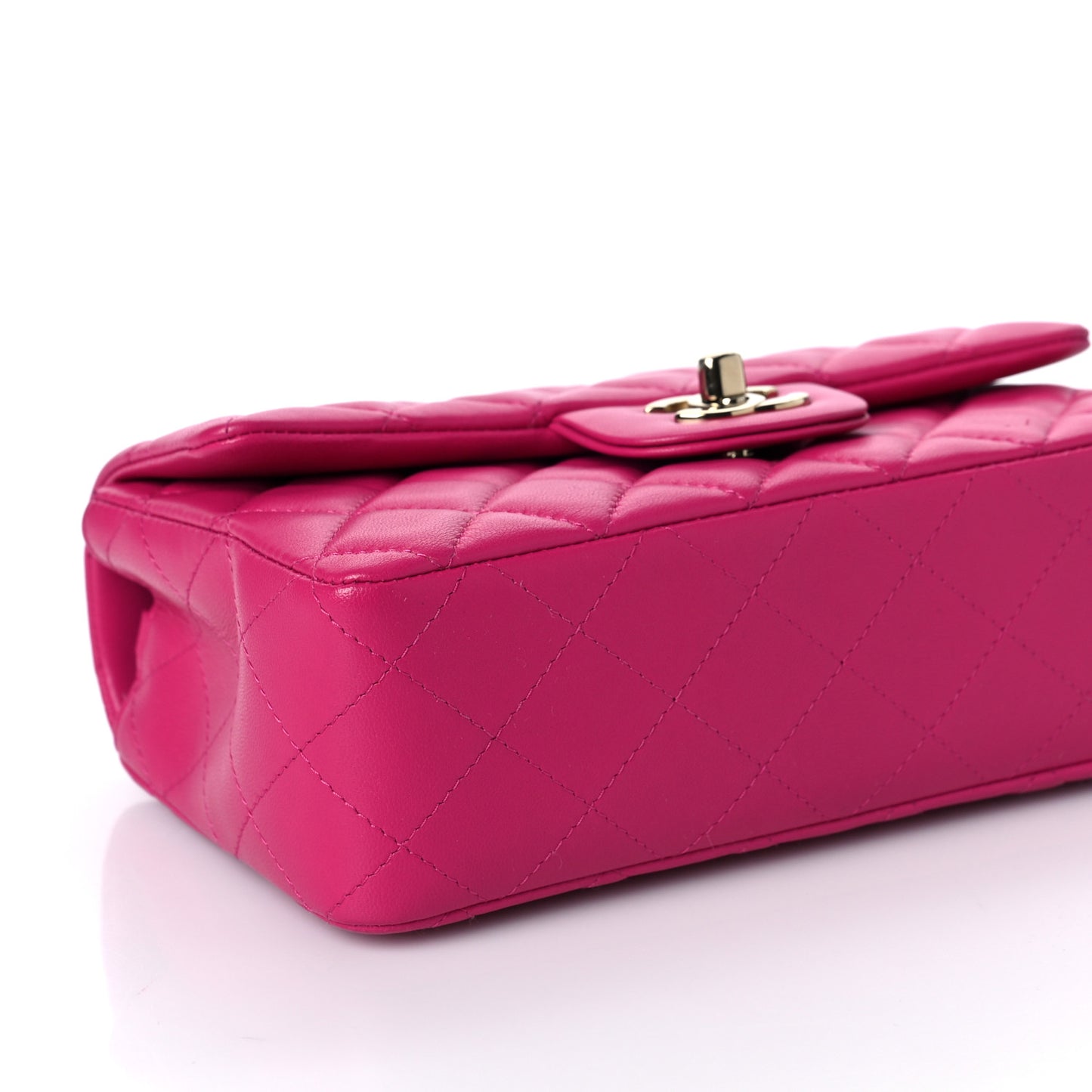 Lambskin Quilted Mini Rectangular Flap Pink