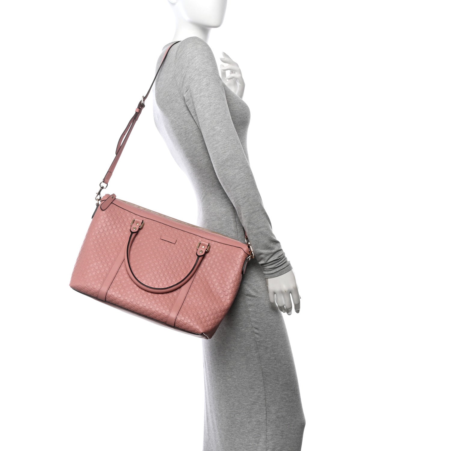 Gucci Soft Microguccissima Medium Zippered Satchel Soft Pink 2 of 13