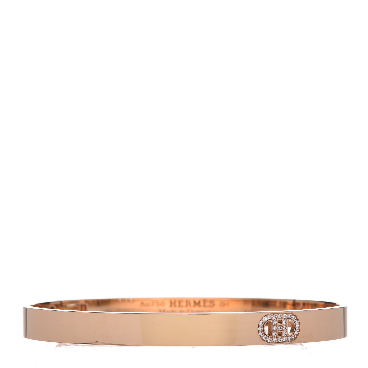 Hermes 18K Yellow Gold Diamond PM H D'Ancre Bracelet SH 1 of 5